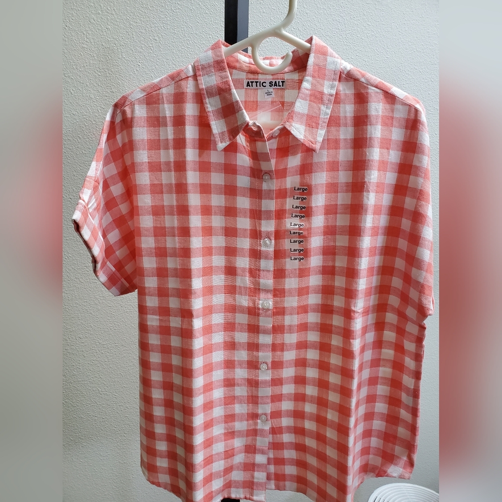 Barbie pink Gingham button front shirt from Attic